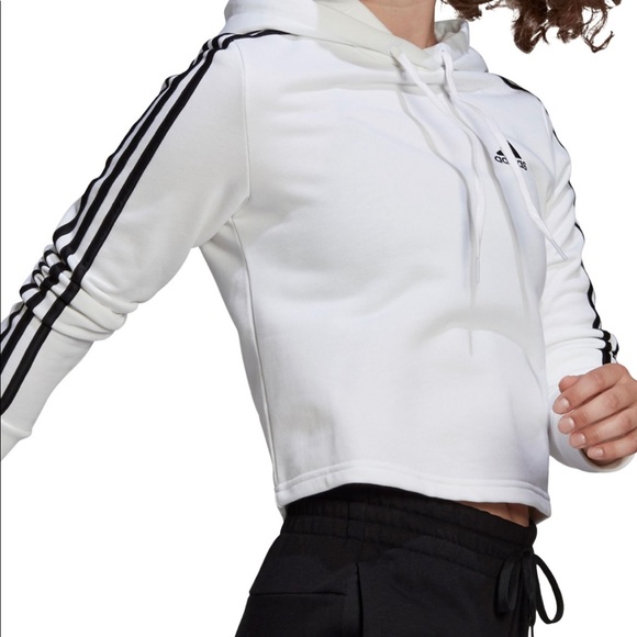 White Adidas cropped hoodie size XL - Picture 3 of 11